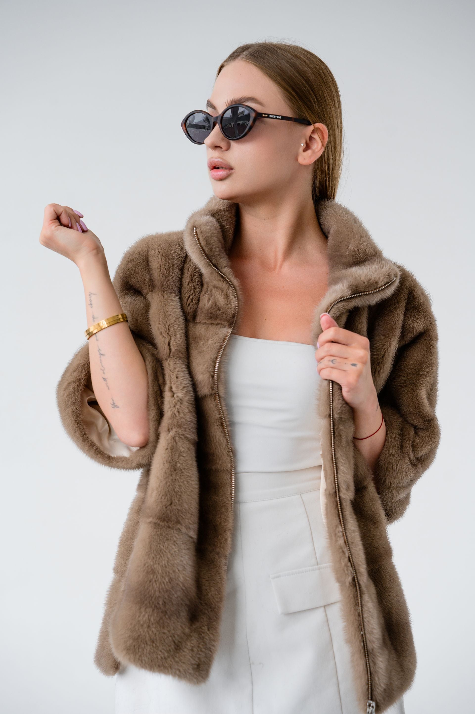 Куртка із хутра норки кольору Pastel – 62 см