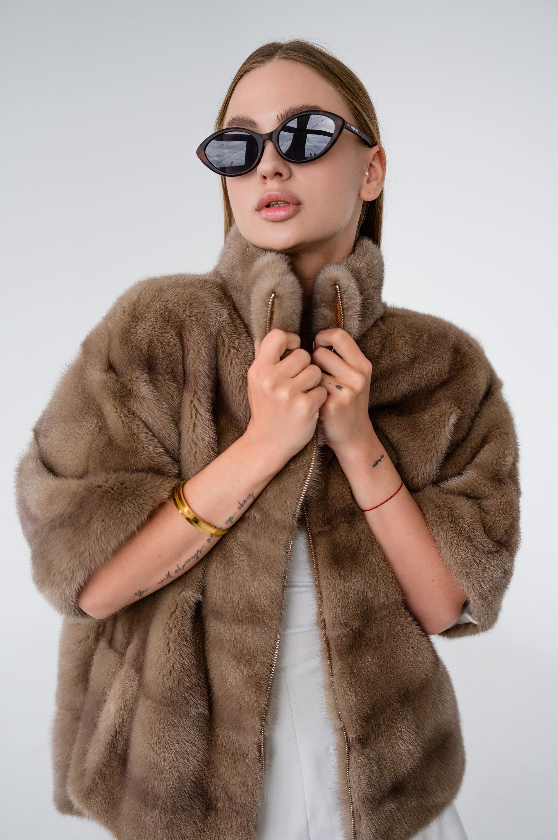 Куртка із хутра норки кольору Pastel – 62 см