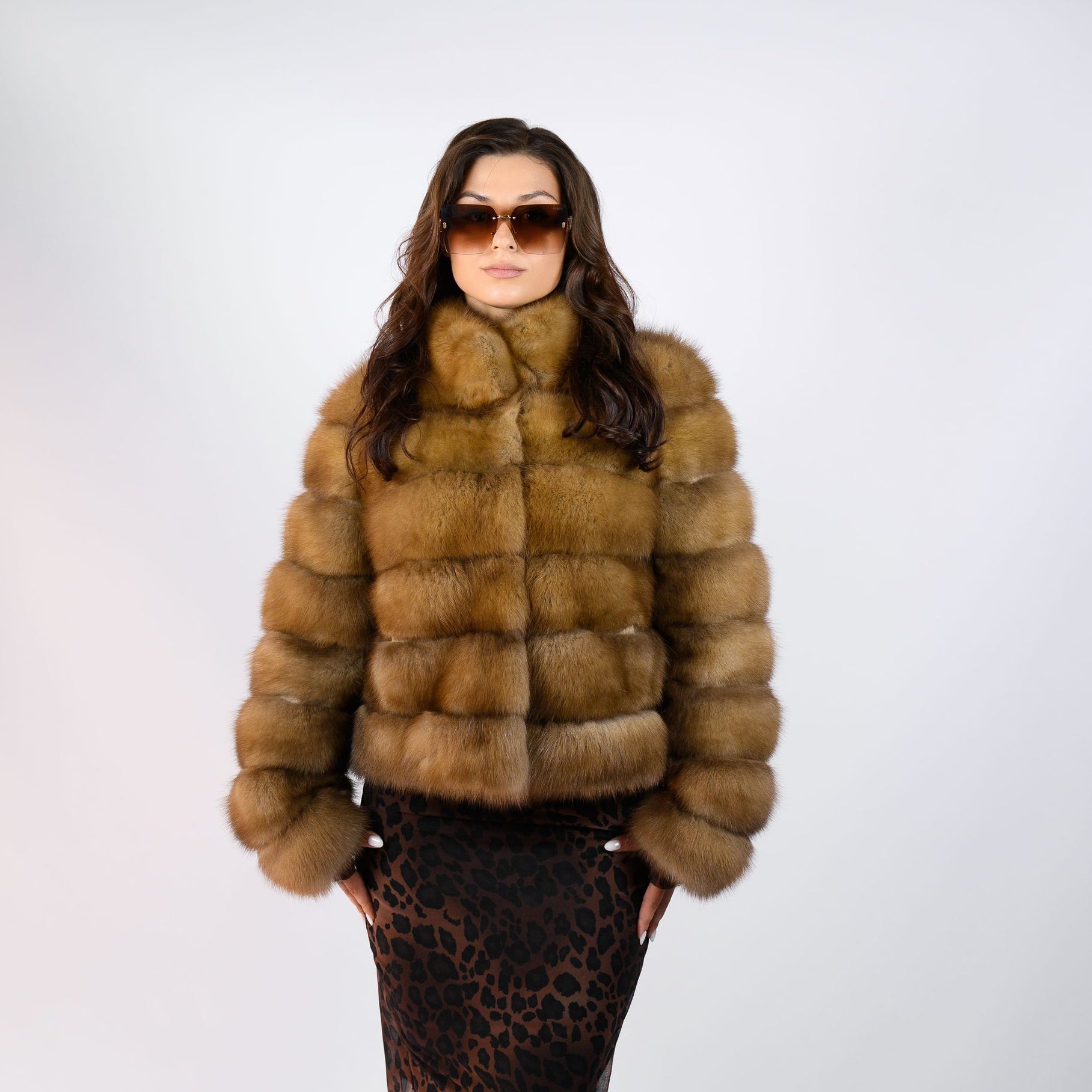 Шуба з хутра куниці- преміум якість, 55 см