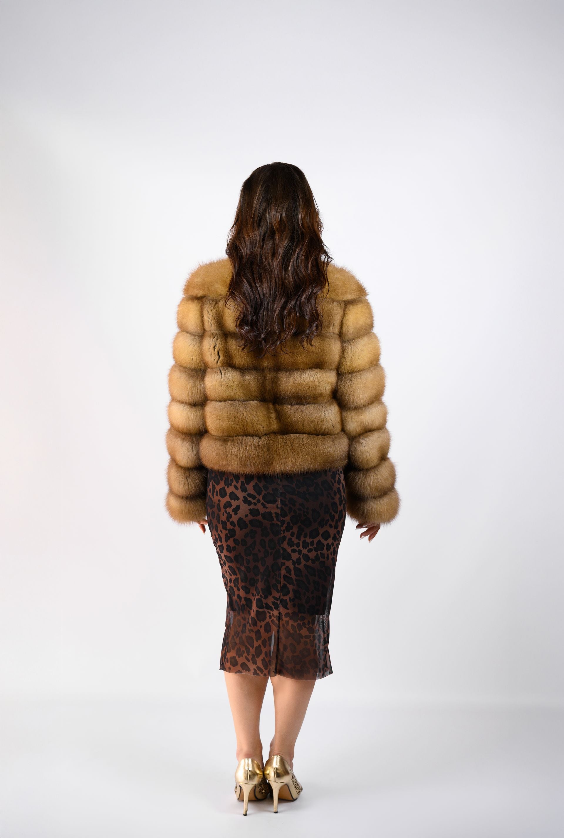 Шуба з хутра куниці- преміум якість, 55 см