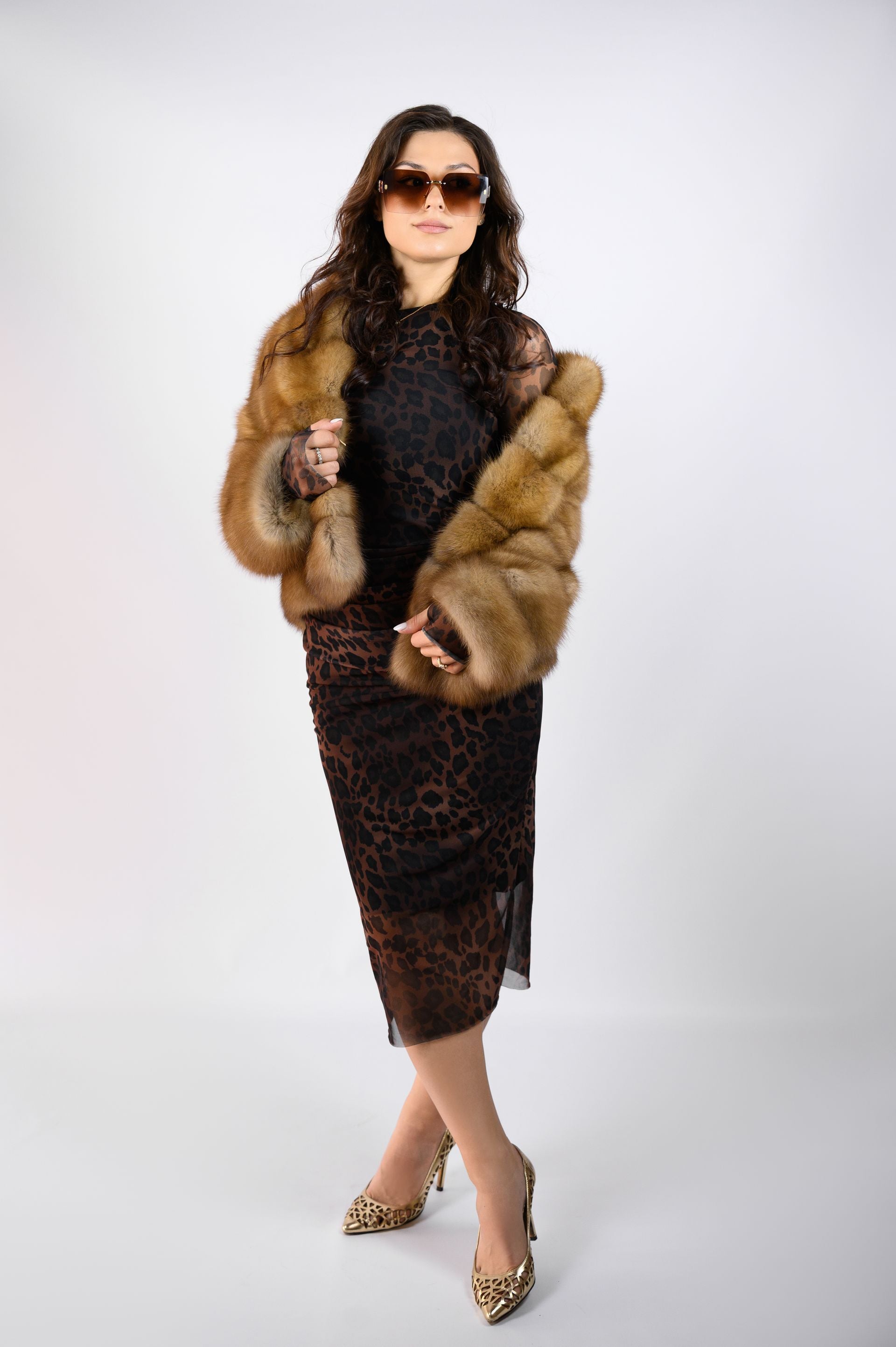 Шуба з хутра куниці- преміум якість, 55 см