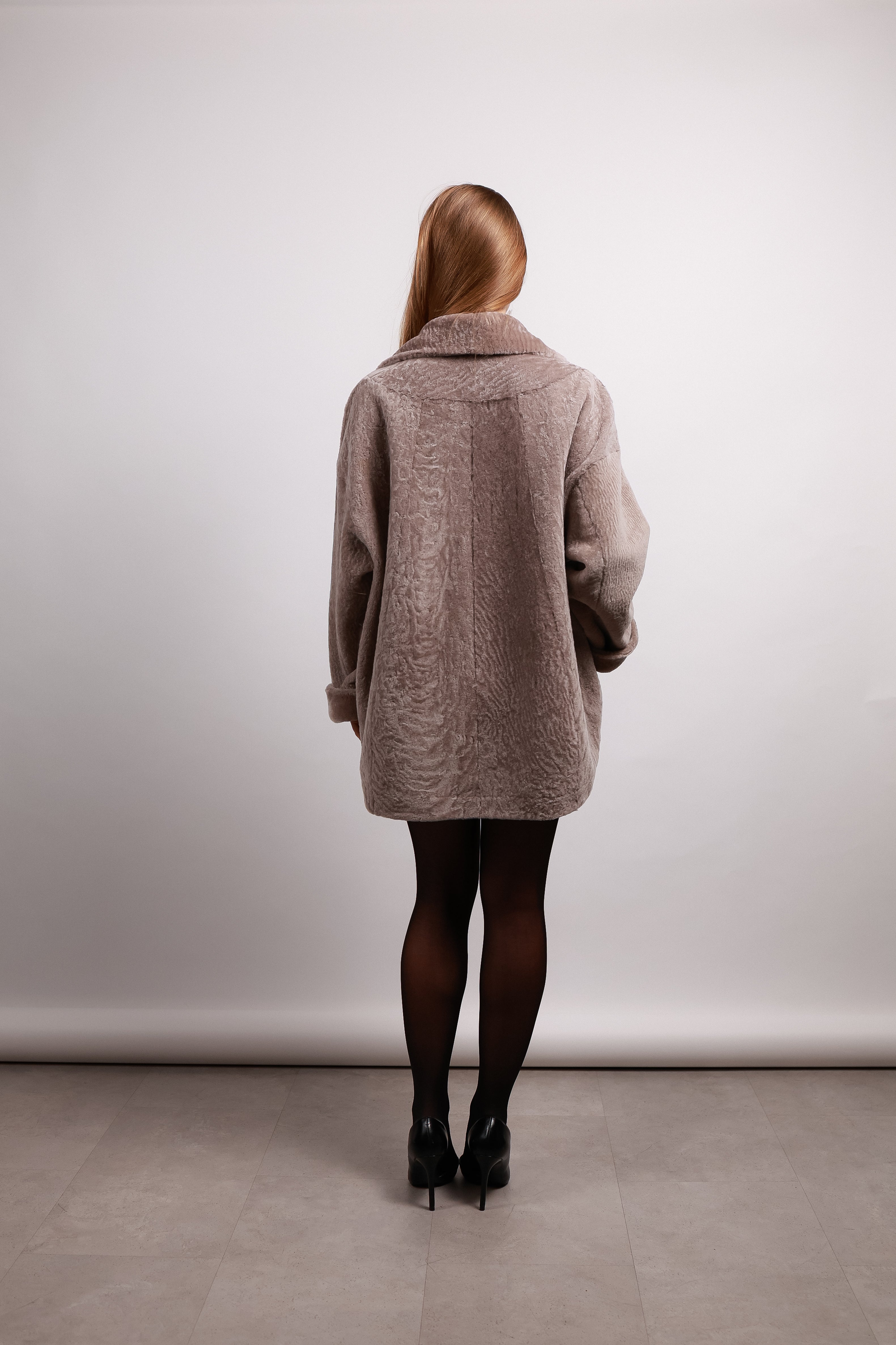 Дублянка з овчини астраган кольору мокко