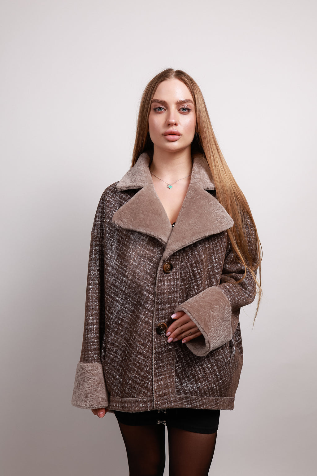 Дублянка з овчини астраган кольору мокко