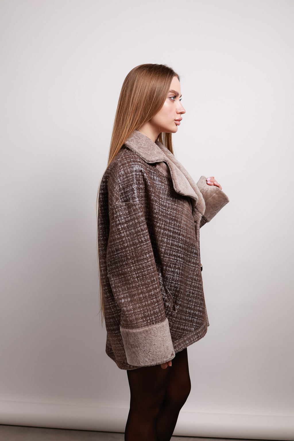 Дублянка з овчини астраган кольору мокко