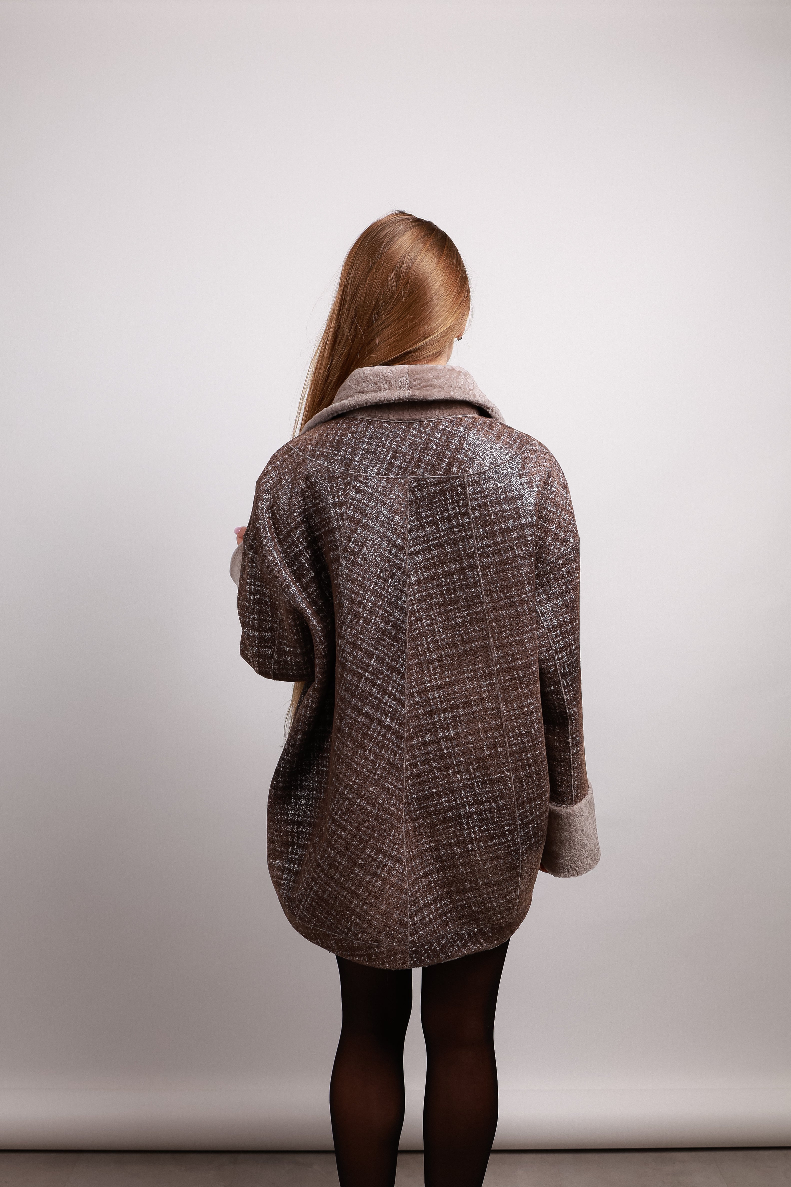 Дублянка з овчини астраган кольору мокко