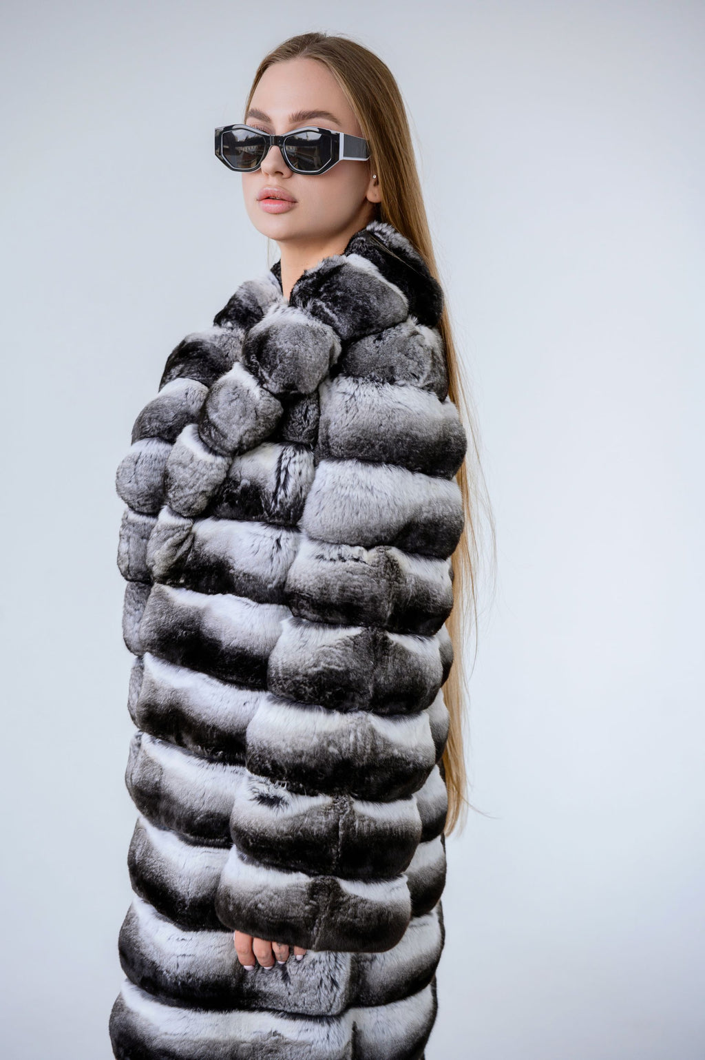 Шуба з натуральної шиншили – 85 см