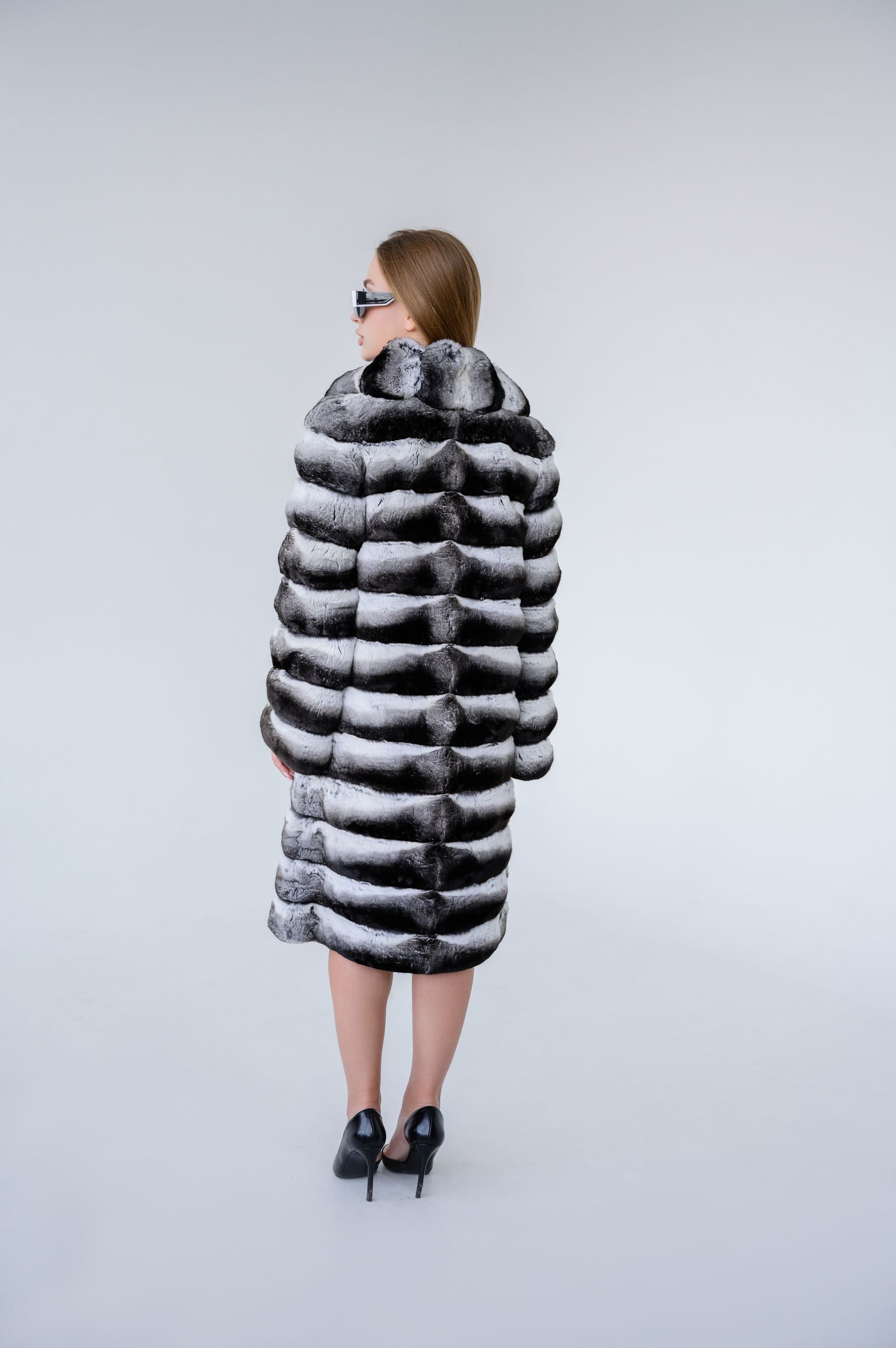 Шуба з натуральної шиншили – 85 см