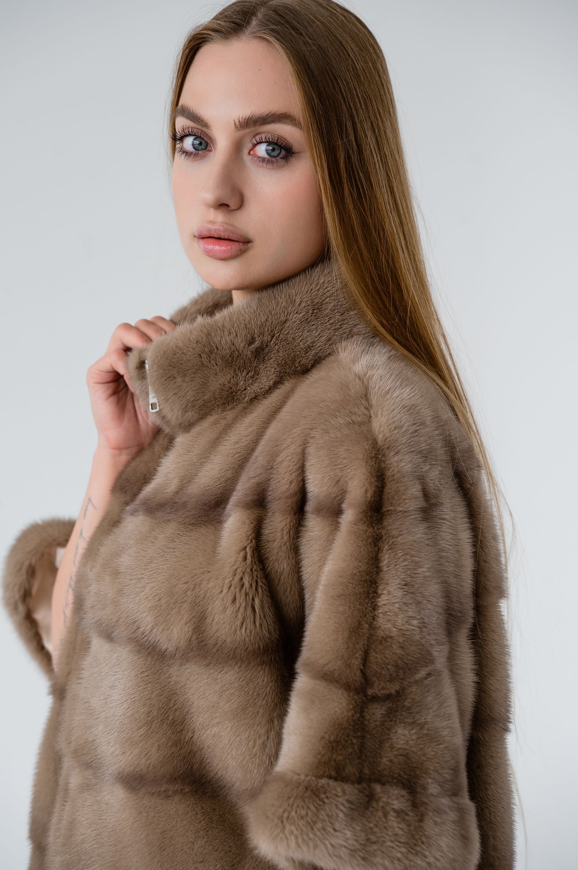 Куртка із хутра норки кольору Pastel – 62 см