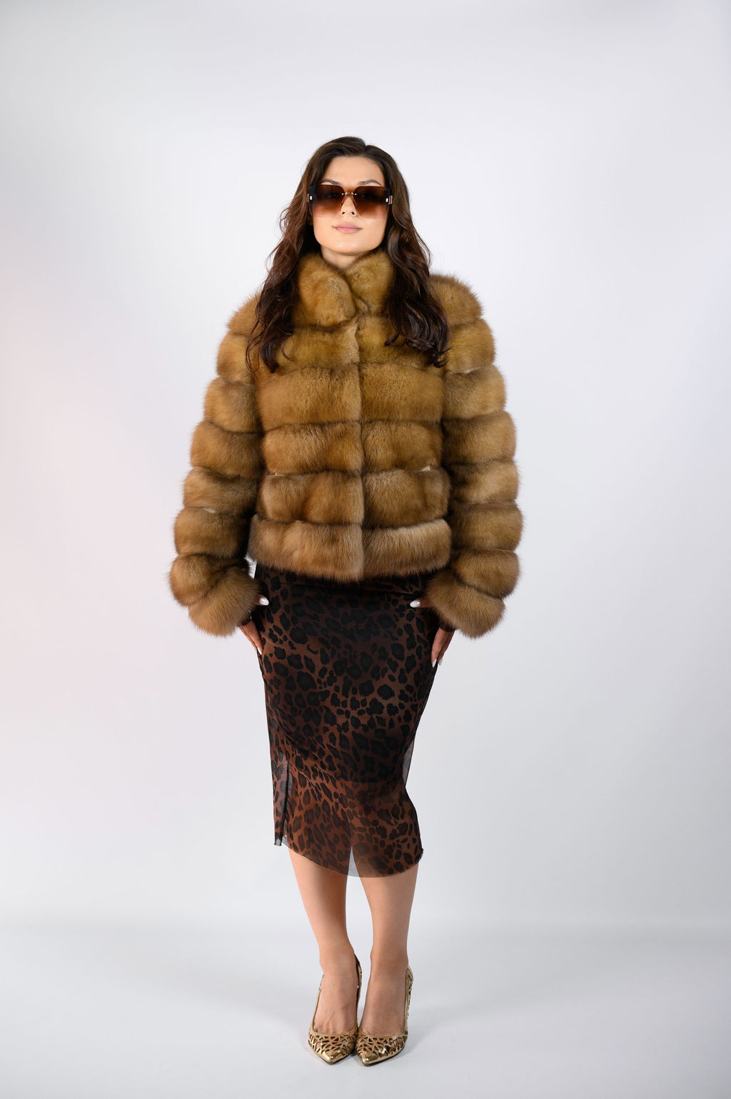 Шуба з хутра куниці- преміум якість, 55 см