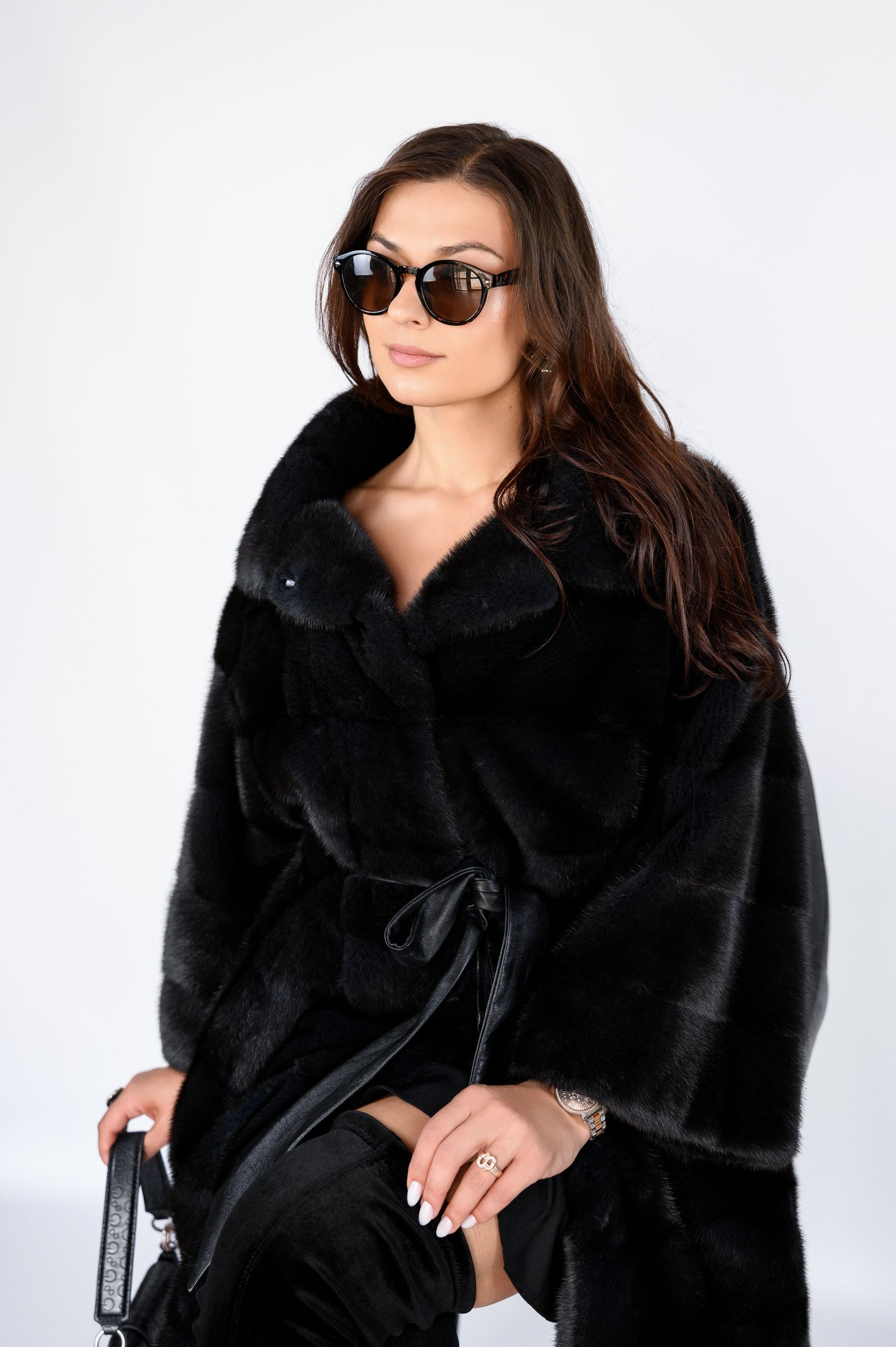 Шуба з норки преміум класу — колір “Аврора”, Manakas Frankfurt, 93 см