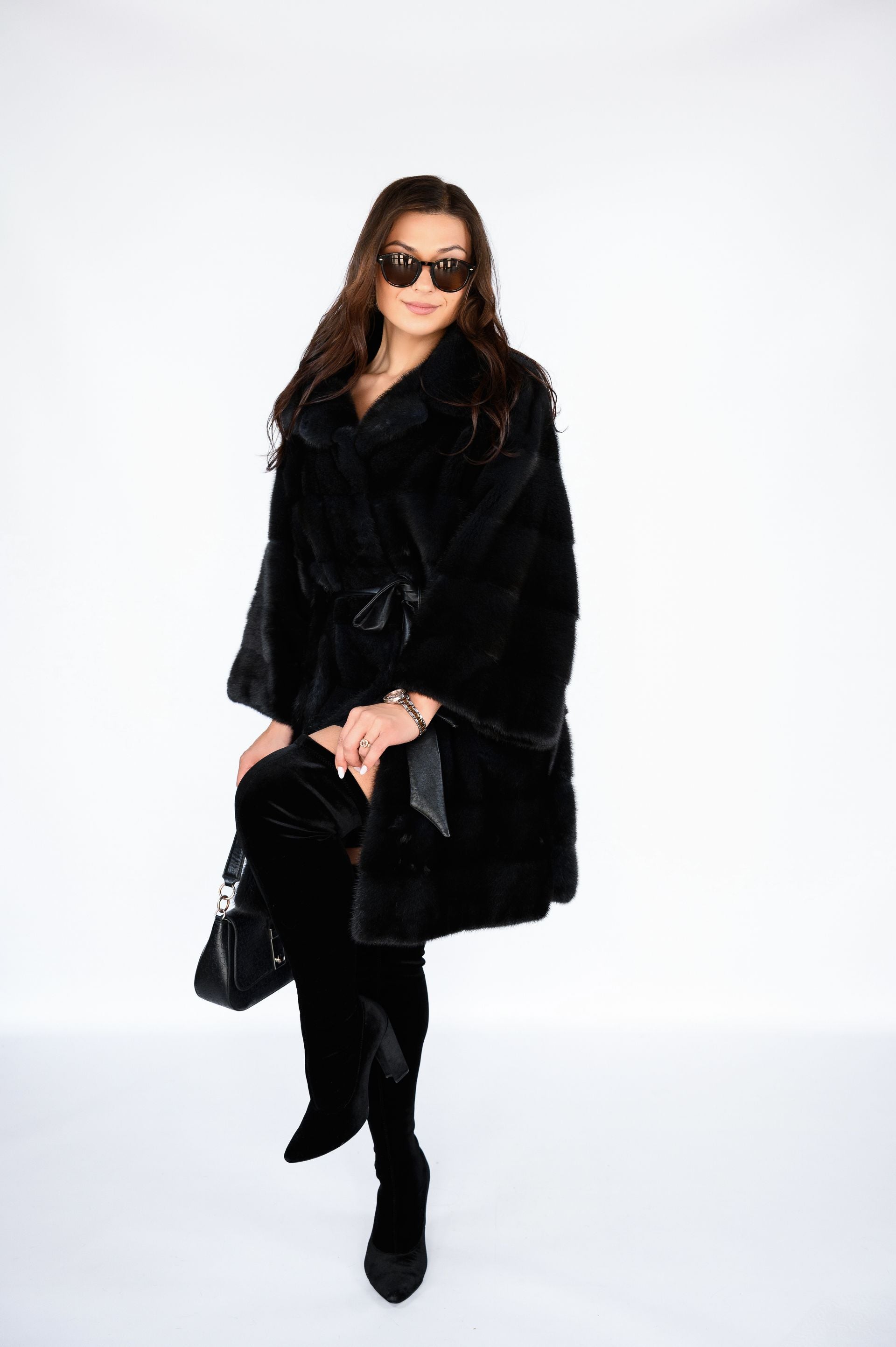 Шуба з норки преміум класу — колір “Аврора”, Manakas Frankfurt, 93 см