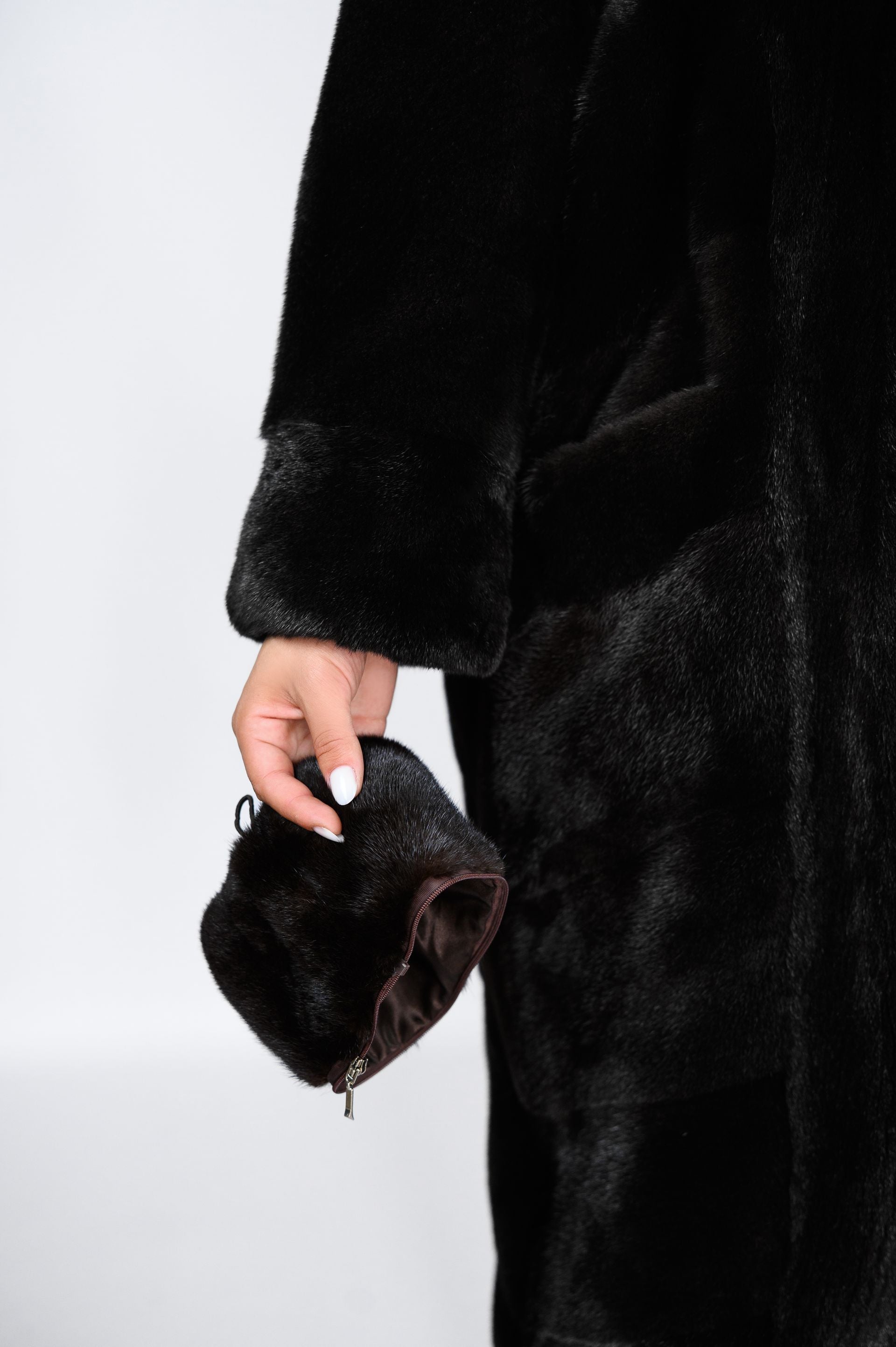 Шуба з канадської норки преміум класу — колір Mahogany (махагон), 110 см