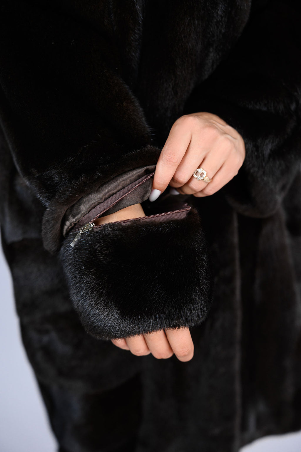 Шуба з канадської норки преміум класу — колір Mahogany (махагон), 110 см