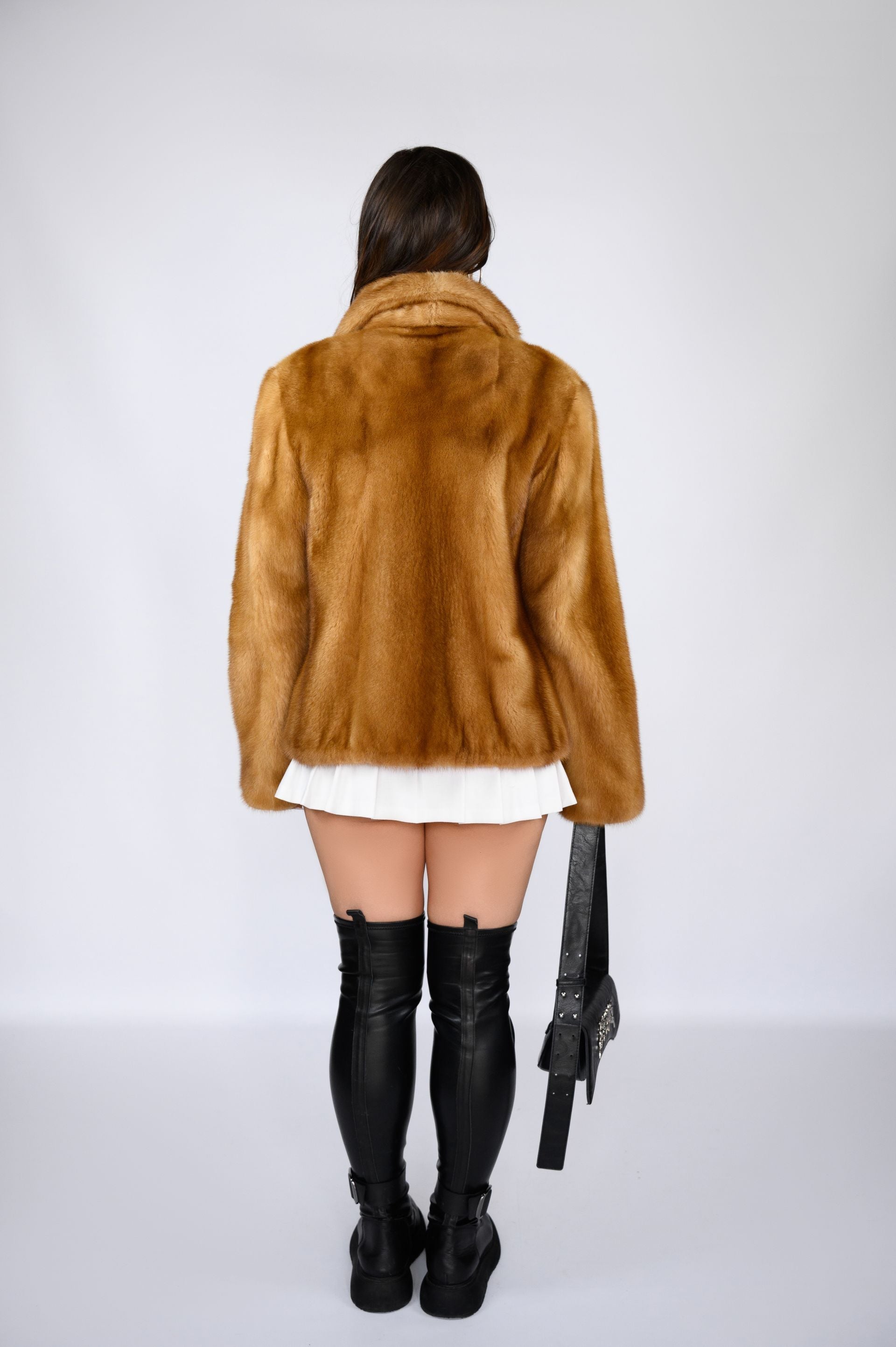 Шуба з канадської норки преміум класу — натуральний рудий колір, 61 см