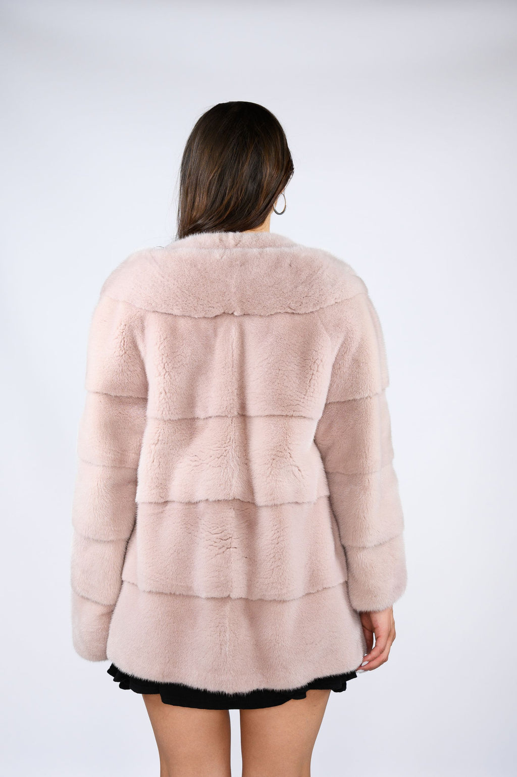 Шуба з канадської норки преміум класу — пудровий колір, 100 см ( трансформер 68см)