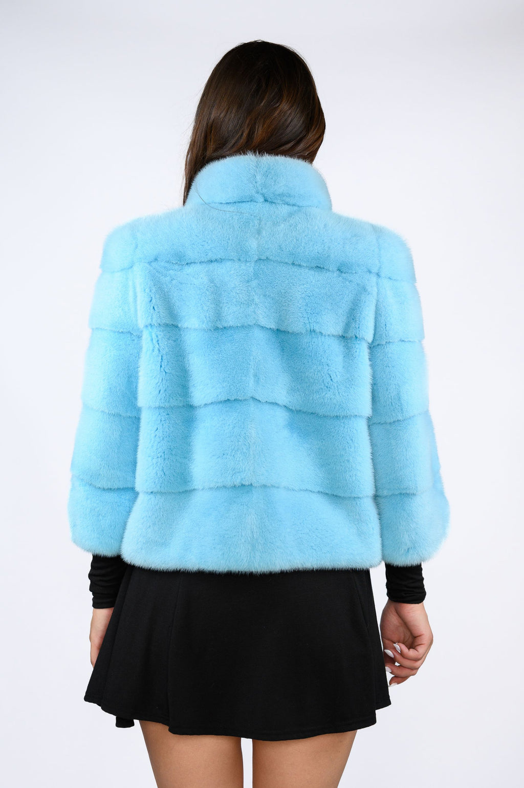 Ексклюзивна шуба з канадської норки — яскраво-блакитний колір, 54 см