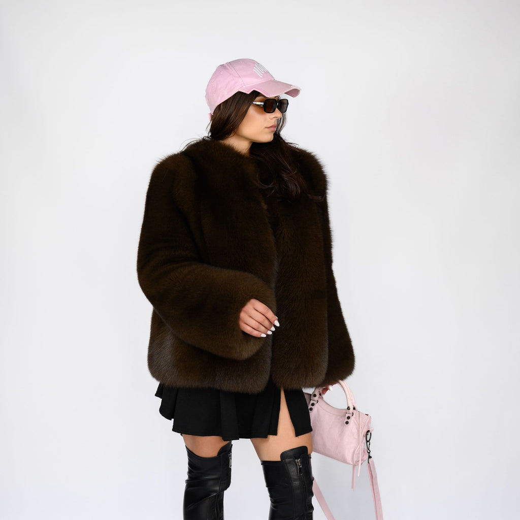 Шуба з фінського песця — колір “Соболь”, 65 см