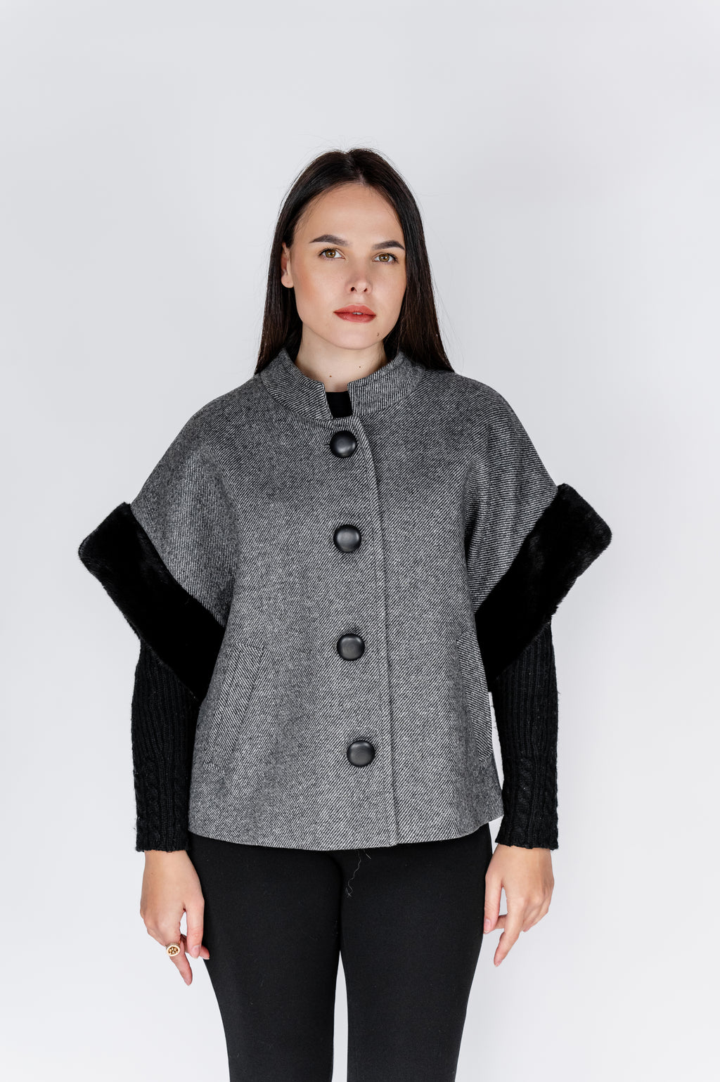 Кашеміровий жилет з норковими акцентами- Gray color