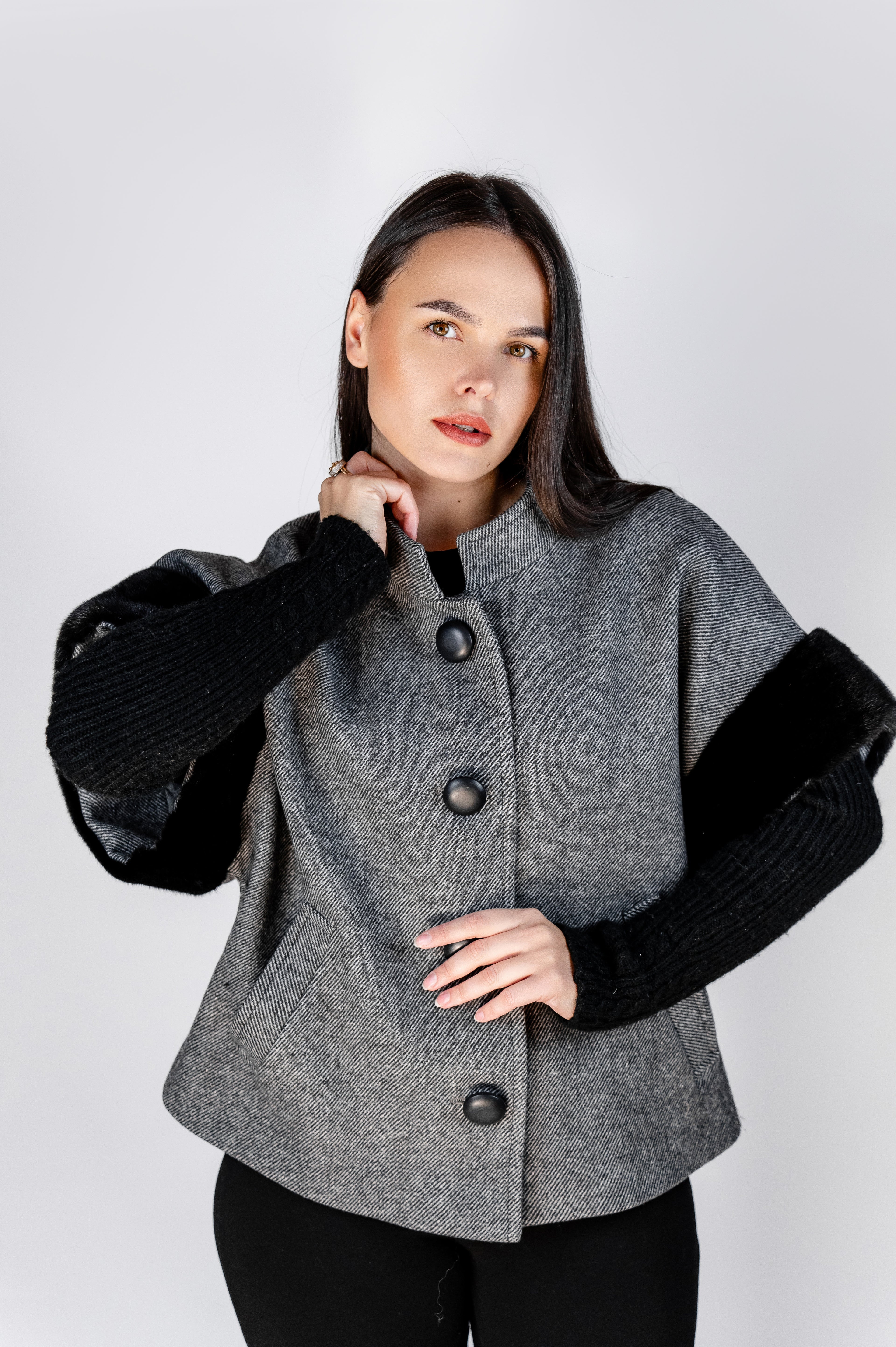 Кашеміровий жилет з норковими акцентами- Gray color