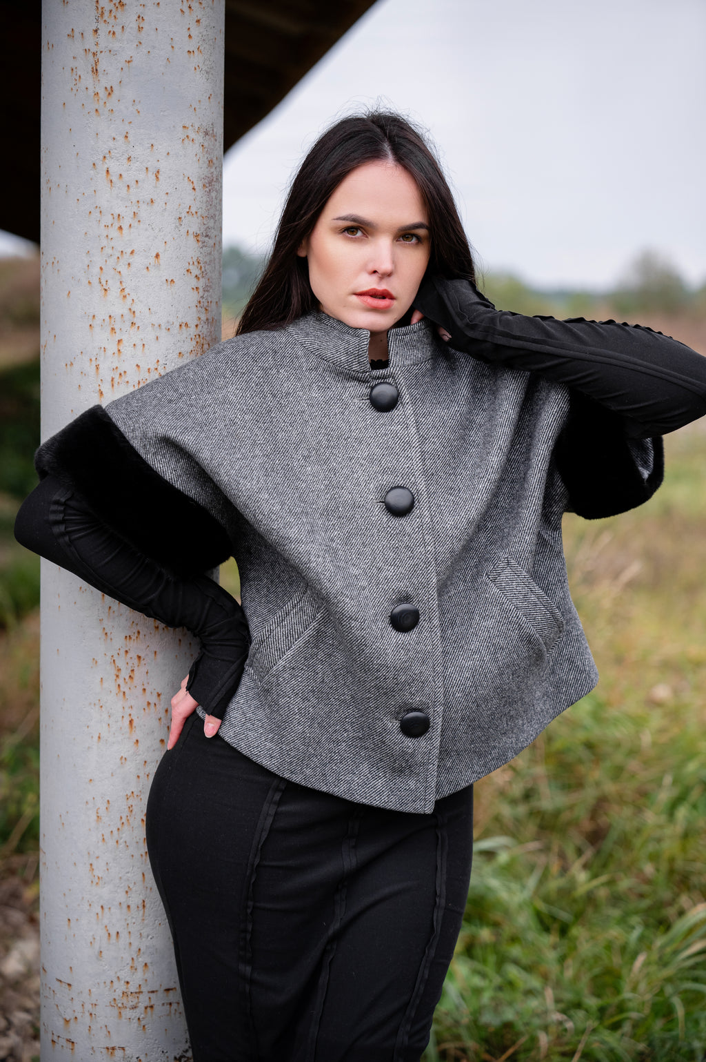 Кашеміровий жилет з норковими акцентами- Gray color