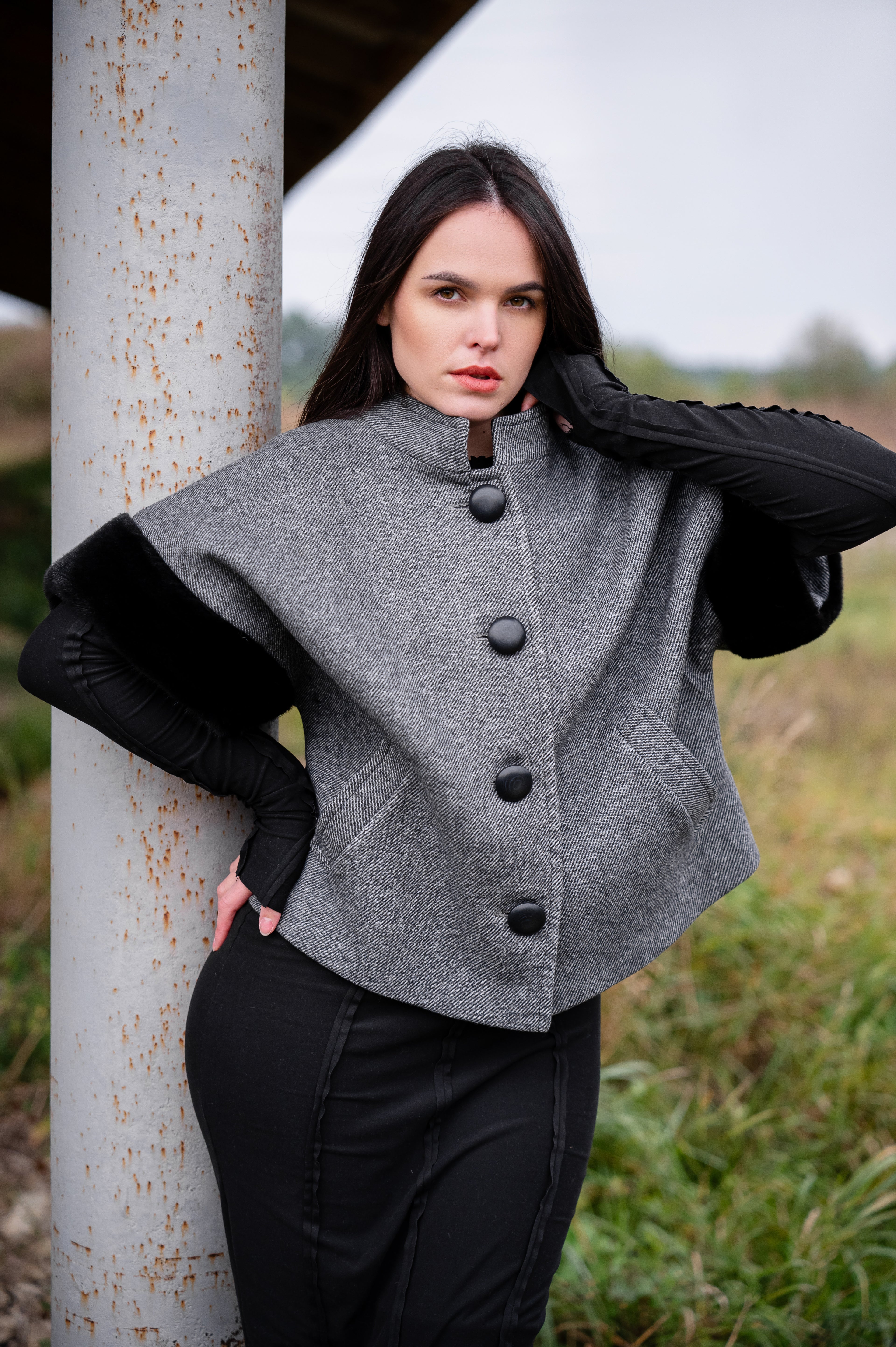 Кашеміровий жилет з норковими акцентами- Gray color