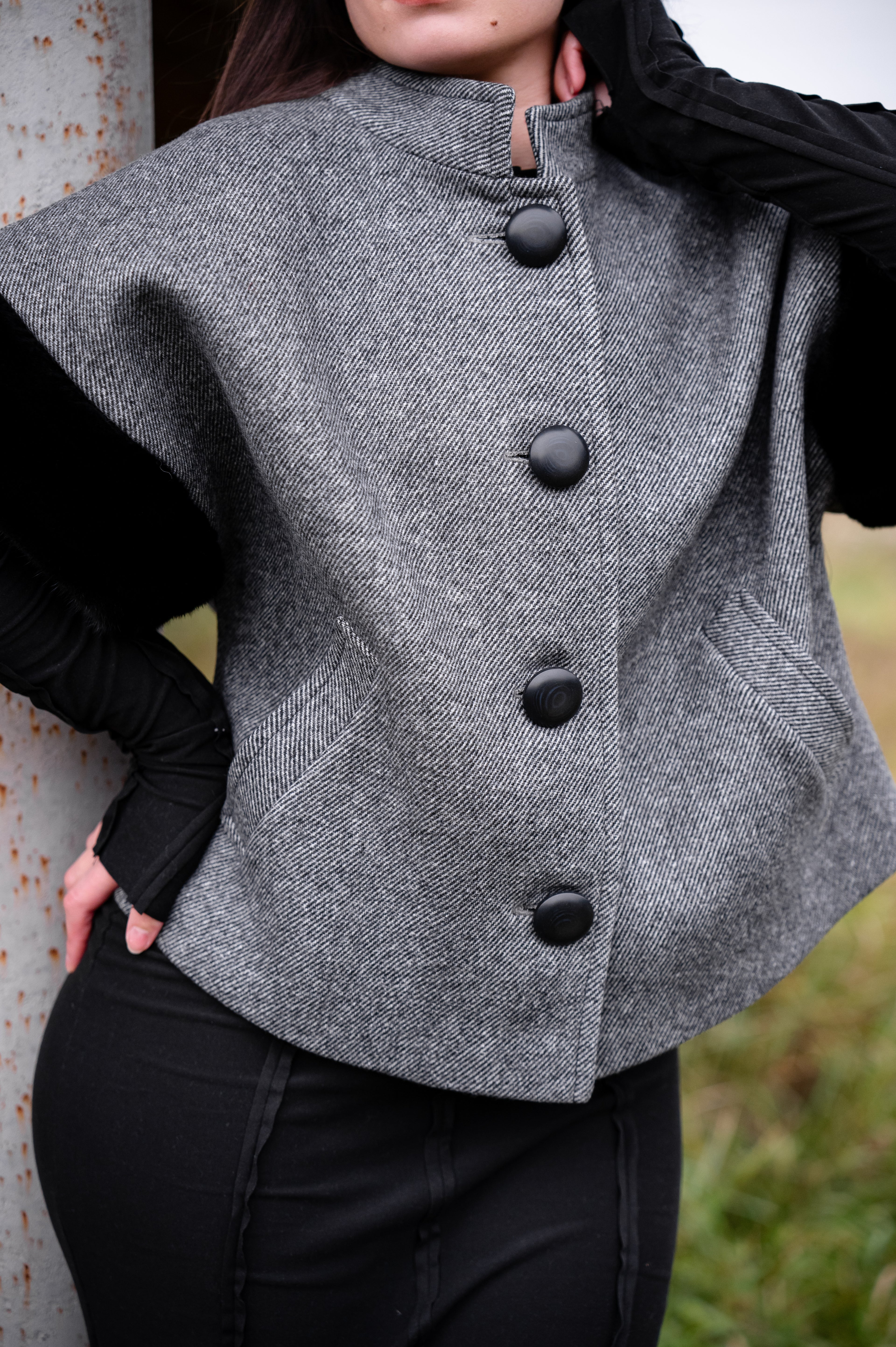 Кашеміровий жилет з норковими акцентами- Gray color