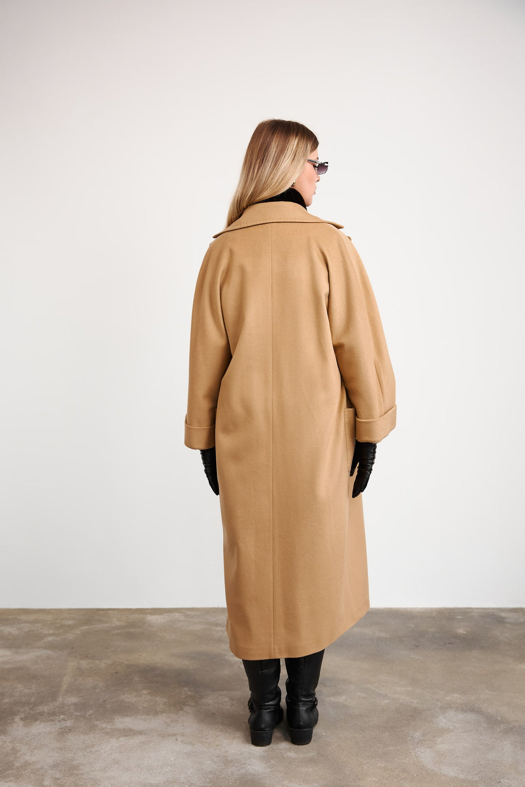 Пальто з преміум вовни та кашеміру у кольорі Camel - 125 cm